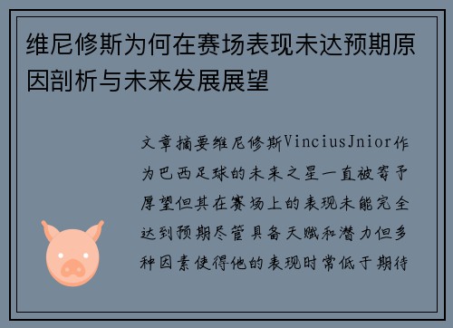 维尼修斯为何在赛场表现未达预期原因剖析与未来发展展望